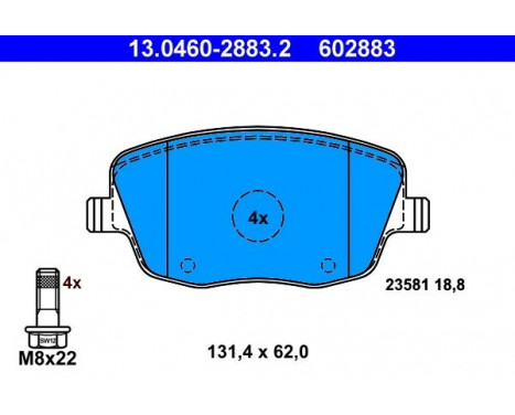 Bromsbeläggssats, skivbroms 13.0460-2883.2 ATE, bild 2