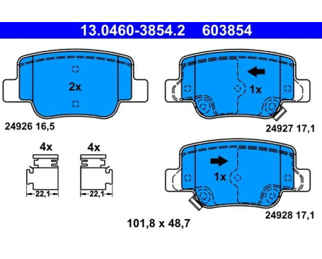 Bromsbeläggssats, skivbroms 13.0460-3854.2 ATE, bild 2
