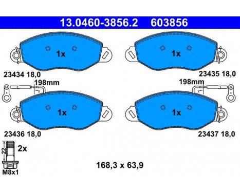 Bromsbeläggssats, skivbroms 13.0460-3856.2 ATE