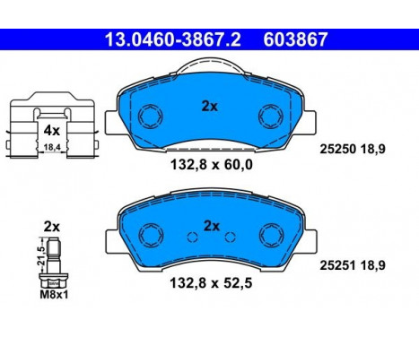 Bromsbeläggssats, skivbroms 13.0460-3867.2 ATE, bild 2