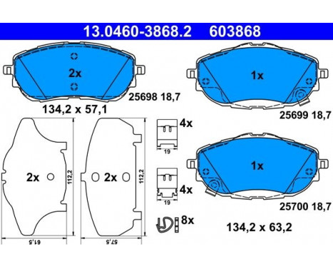 Bromsbeläggssats, skivbroms 13.0460-3868.2 ATE, bild 2