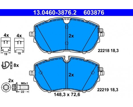 Bromsbeläggssats, skivbroms 13.0460-3876.2 ATE, bild 2