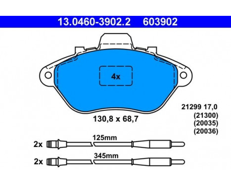 Bromsbeläggssats, skivbroms 13.0460-3902.2 ATE
