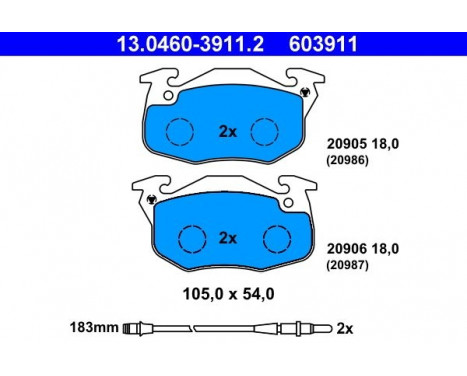 Bromsbeläggssats, skivbroms 13.0460-3911.2 ATE, bild 2