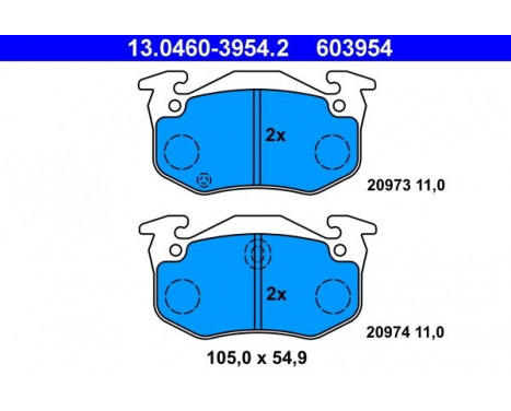 Bromsbeläggssats, skivbroms 13.0460-3954.2 ATE, bild 2