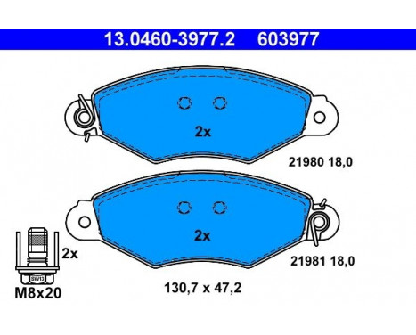 Bromsbeläggssats, skivbroms 13.0460-3977.2 ATE, bild 2