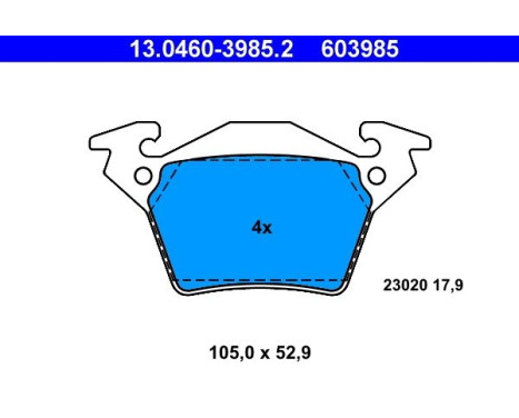 Bromsbeläggssats, skivbroms 13.0460-3985.2 ATE, bild 2