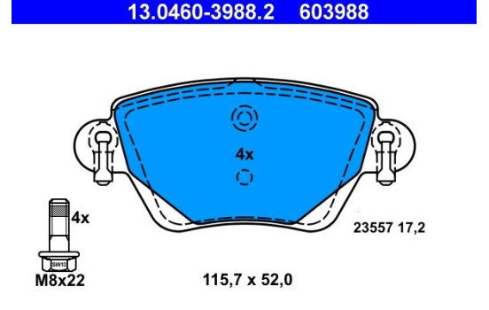 Bromsbeläggssats, skivbroms 13.0460-3988.2 ATE, bild 2