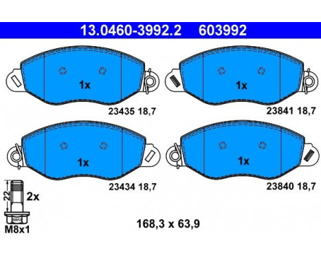 Bromsbeläggssats, skivbroms 13.0460-3992.2 ATE