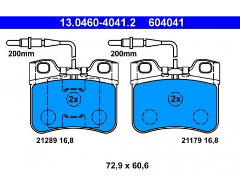 Bromsbeläggssats, skivbroms 13.0460-4041.2 ATE