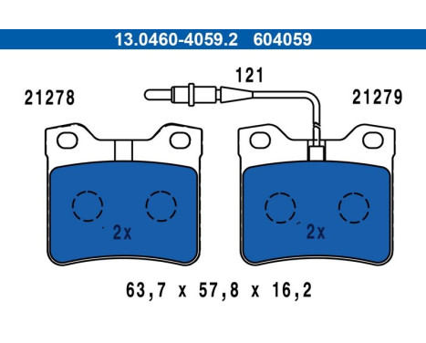 Bromsbeläggssats, skivbroms 13.0460-4059.2 ATE, bild 2