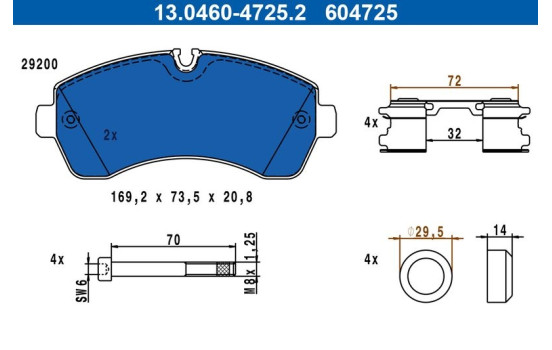 Bromsbeläggssats, skivbroms 13.0460-4725.2 ATE