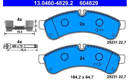 Bromsbeläggssats, skivbroms 13.0460-4829.2 ATE