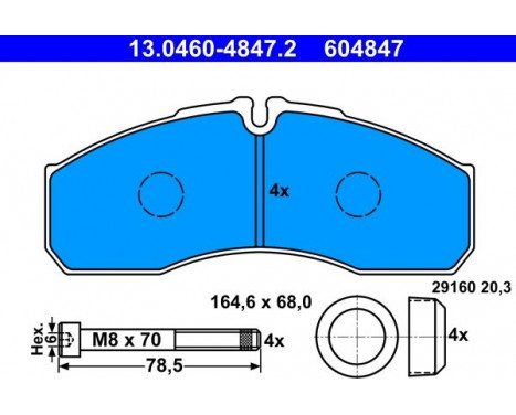 Bromsbeläggssats, skivbroms 13.0460-4847.2 ATE, bild 2