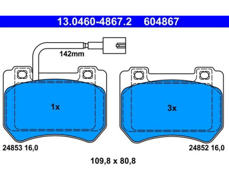 Bromsbeläggssats, skivbroms 13.0460-4867.2 ATE