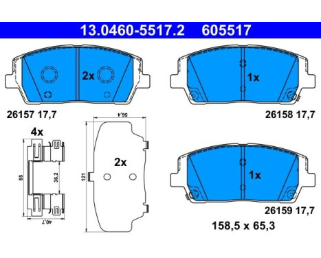 Bromsbeläggssats, skivbroms 13.0460-5517.2 ATE