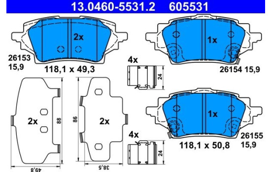 Bromsbeläggssats, skivbroms 13.0460-5531.2 ATE