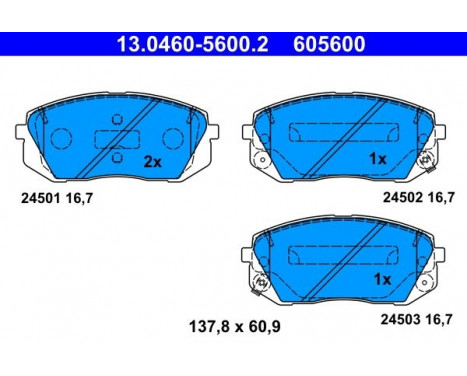 Bromsbeläggssats, skivbroms 13.0460-5600.2 ATE, bild 2