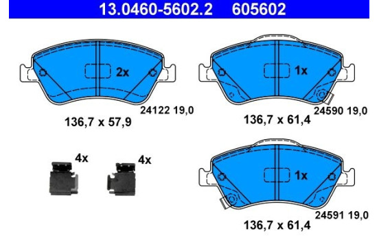 Bromsbeläggssats, skivbroms 13.0460-5602.2 ATE, bild 2
