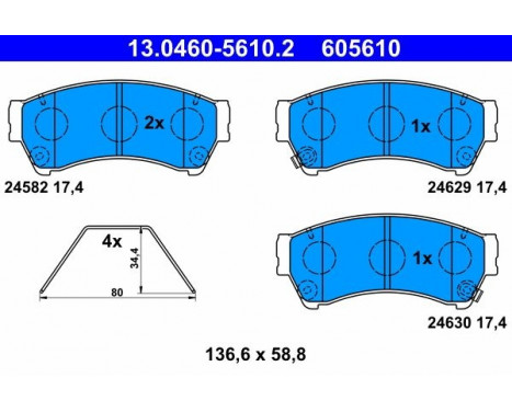 Bromsbeläggssats, skivbroms 13.0460-5610.2 ATE, bild 2
