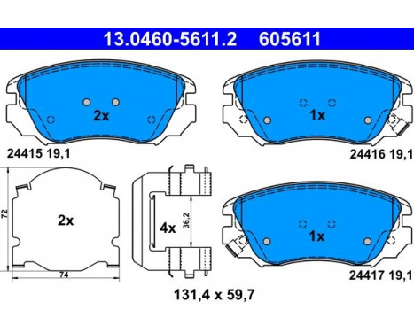 Bromsbeläggssats, skivbroms 13.0460-5611.2 ATE, bild 2