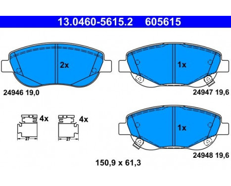 Bromsbeläggssats, skivbroms 13.0460-5615.2 ATE, bild 2