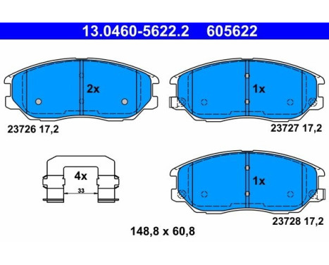 Bromsbeläggssats, skivbroms 13.0460-5622.2 ATE