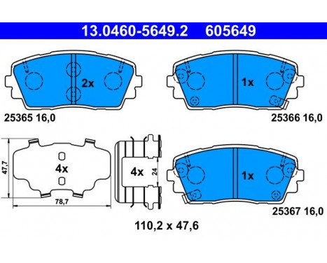Bromsbeläggssats, skivbroms 13.0460-5649.2 ATE, bild 2