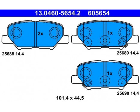 Bromsbeläggssats, skivbroms 13.0460-5654.2 ATE, bild 2
