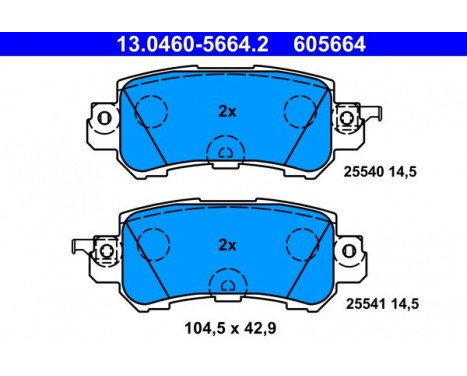 Bromsbeläggssats, skivbroms 13.0460-5664.2 ATE, bild 2