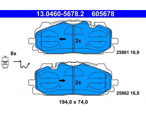 Bromsbeläggssats, skivbroms 13.0460-5678.2 ATE, bild 2