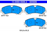 Bromsbeläggssats, skivbroms 13.0460-5686.2 ATE