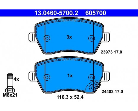 Bromsbeläggssats, skivbroms 13.0460-5700.2 ATE, bild 2
