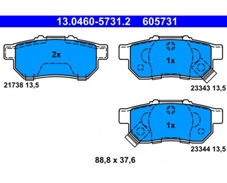 Bromsbeläggssats, skivbroms 13.0460-5731.2 ATE, bild 2