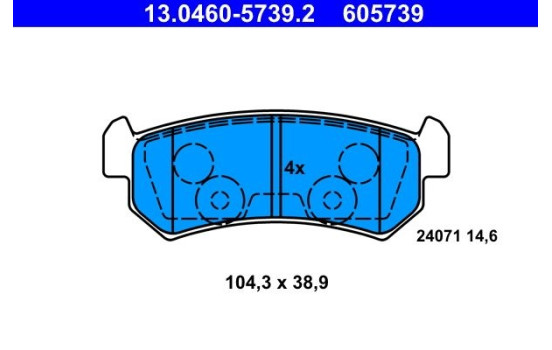 Bromsbeläggssats, skivbroms 13.0460-5739.2 ATE, bild 2