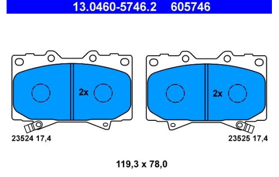 Bromsbeläggssats, skivbroms 13.0460-5746.2 ATE, bild 2