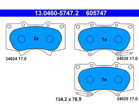 Bromsbeläggssats, skivbroms 13.0460-5747.2 ATE, bild 2