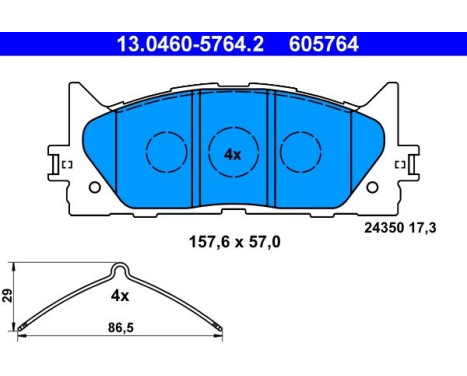 Bromsbeläggssats, skivbroms 13.0460-5764.2 ATE, bild 2