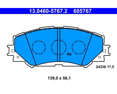 Bromsbeläggssats, skivbroms 13.0460-5767.2 ATE, bild 2
