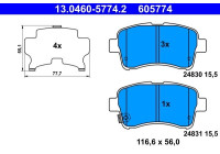 Bromsbeläggssats, skivbroms 13.0460-5774.2 ATE