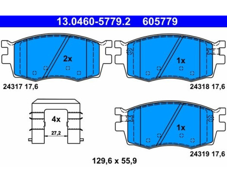 Bromsbeläggssats, skivbroms 13.0460-5779.2 ATE, bild 2