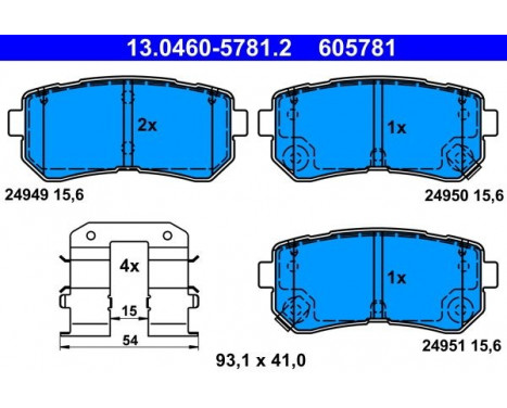 Bromsbeläggssats, skivbroms 13.0460-5781.2 ATE, bild 2