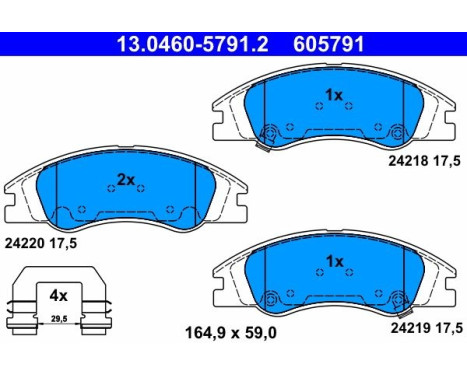 Bromsbeläggssats, skivbroms 13.0460-5791.2 ATE, bild 2