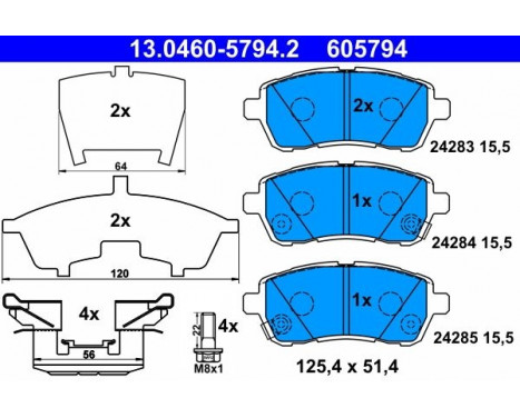 Bromsbeläggssats, skivbroms 13.0460-5794.2 ATE, bild 2