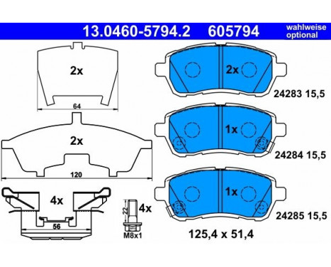 Bromsbeläggssats, skivbroms 13.0460-5794.2 ATE, bild 3