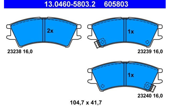 Bromsbeläggssats, skivbroms 13.0460-5803.2 ATE