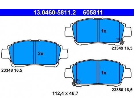 Bromsbeläggssats, skivbroms 13.0460-5811.2 ATE, bild 2