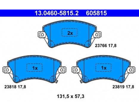Bromsbeläggssats, skivbroms 13.0460-5815.2 ATE, bild 2