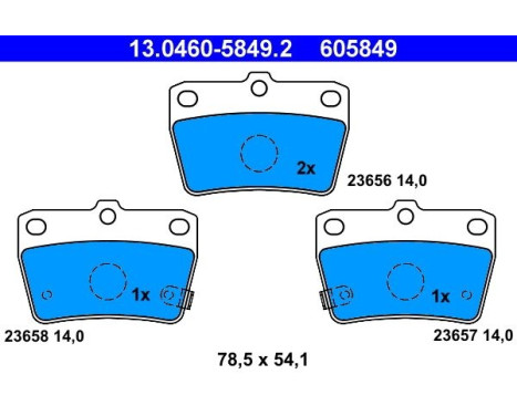 Bromsbeläggssats, skivbroms 13.0460-5849.2 ATE, bild 2