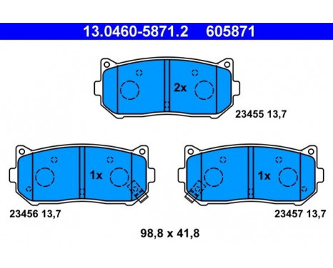 Bromsbeläggssats, skivbroms 13.0460-5871.2 ATE